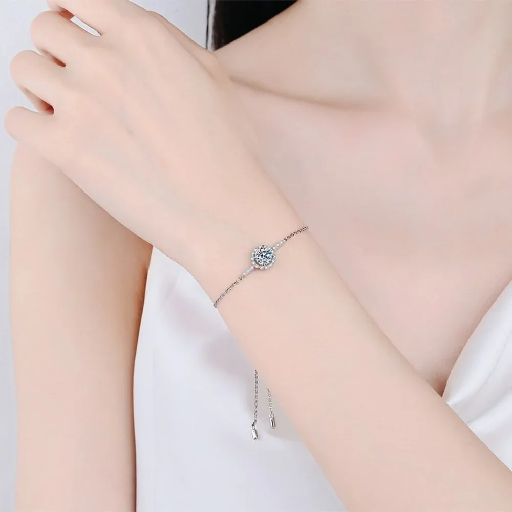 Certified 1ct. t.w. Moissanite Diamond Halo Bracelet NEW